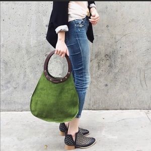 ISO Dean Teardrop handbag Green Suede